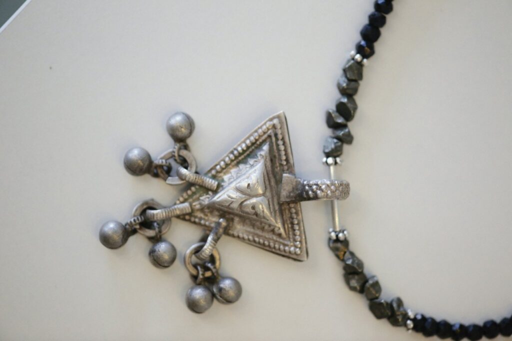 Trident Symbol Silver Pendant Mala